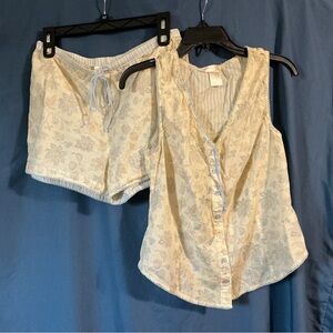 Elegant Cream Floral Pajama Set